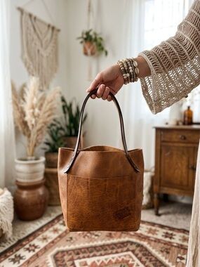 Small Handmade Leather Boho Western Tote Bag Purse